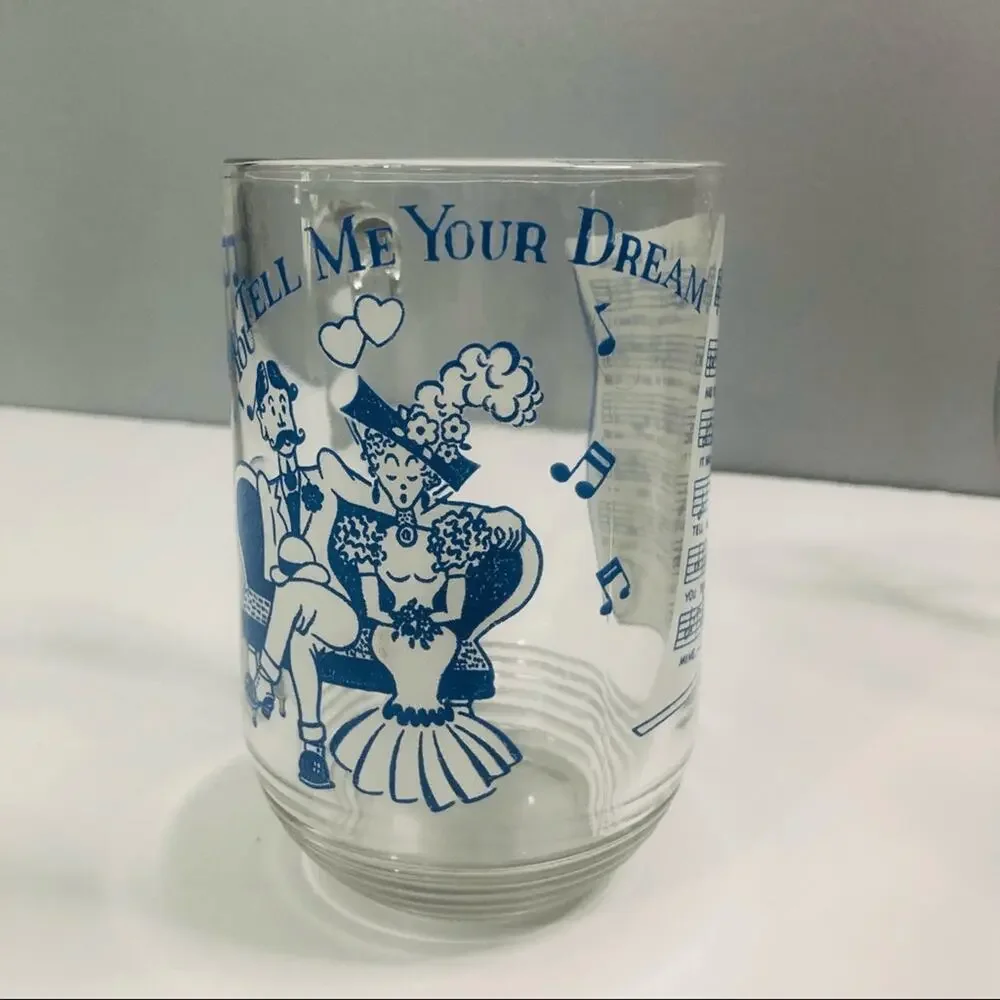 vintage hazel atlas old time music Graphic beer‎ mugs 5 inch blue green red 50s